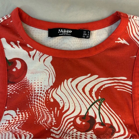 Jaded London Cherry Swirl Print Ruched Side Tank Top, 2/XS, Urban Outfitters - Picture 8 of 12